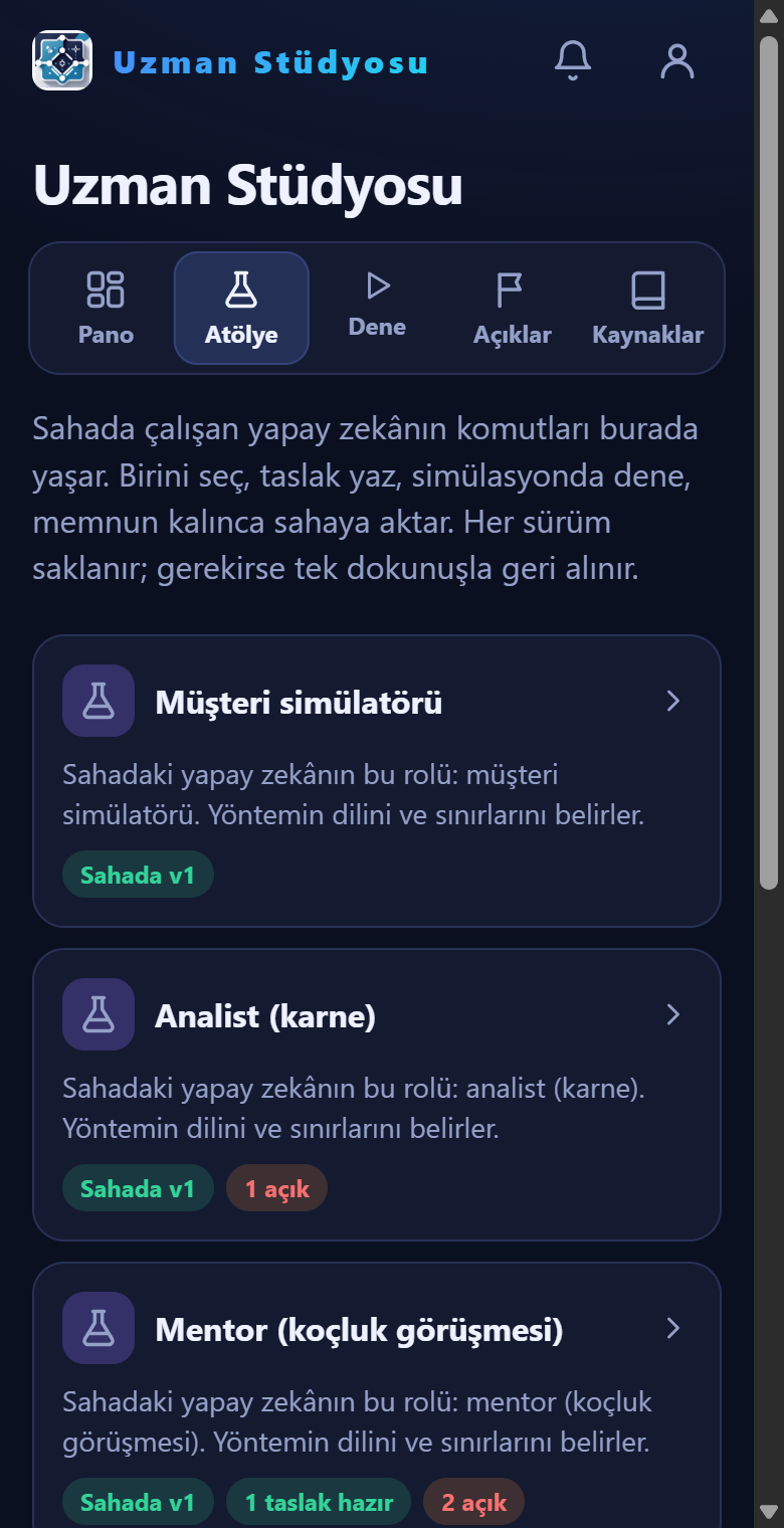 Atölye komut listesi